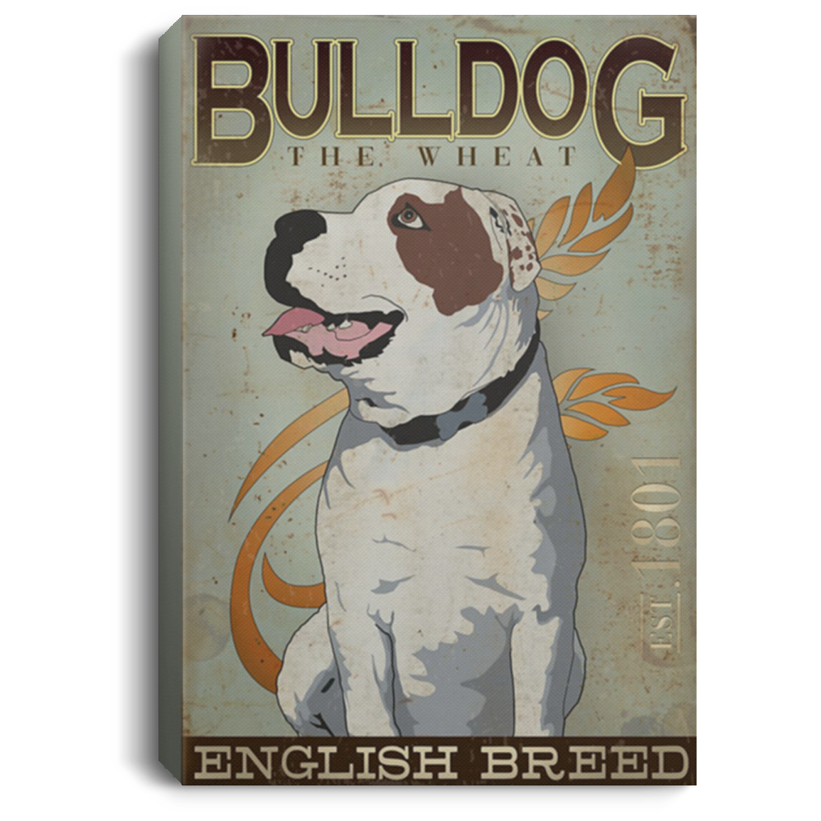 200822H Bulldog The Wheat English Breed Canvas Art Wall Decor For Bedroom Living Room Funny Gift For Men Women On Birthday Christmas Wrapped Ready To Hang 8x12 12x18 16x24