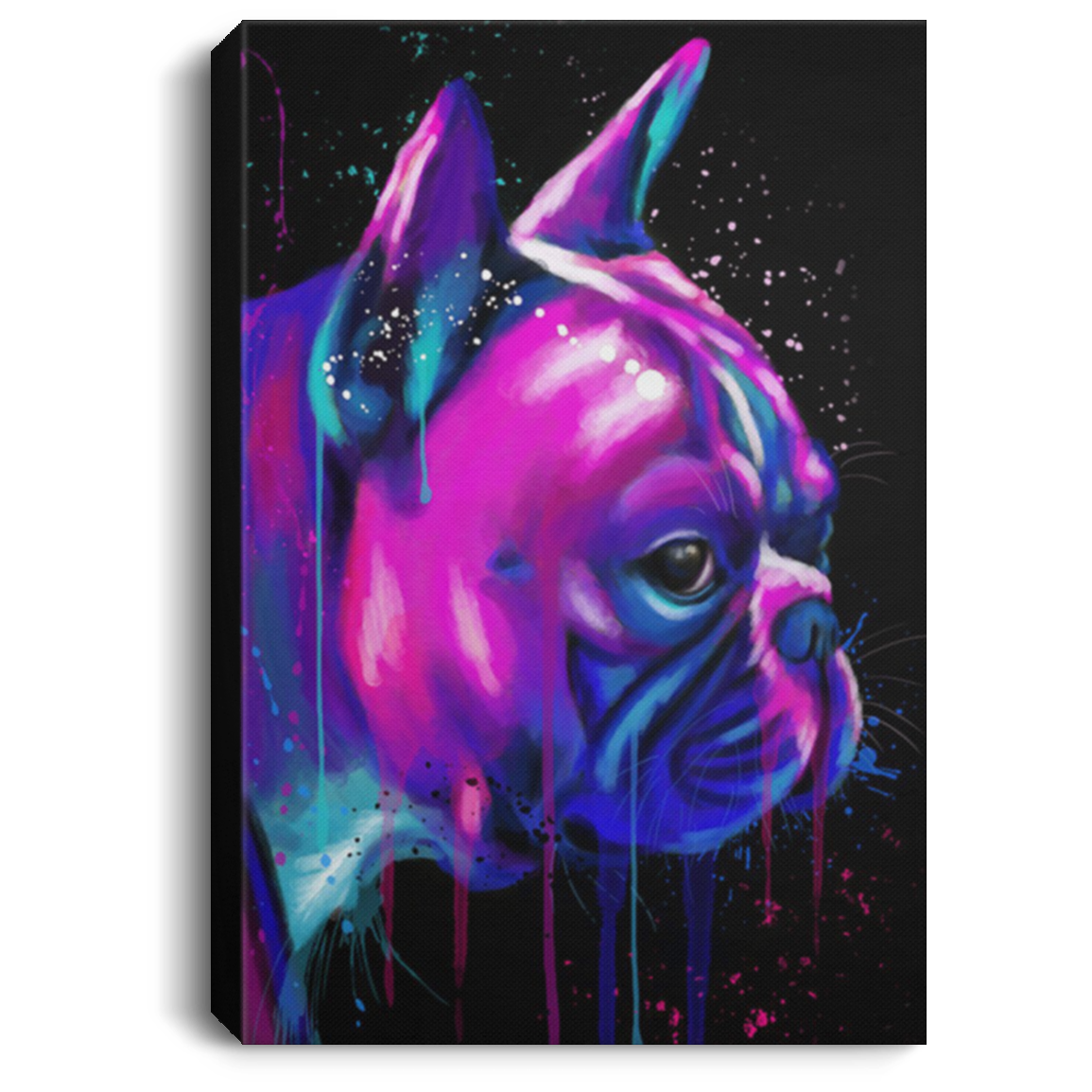 200822H French Bulldog Color Print Picture Canvas Art Wall Decor For Bedroom Framed Ready To Hang 8x12 12x18 16x24