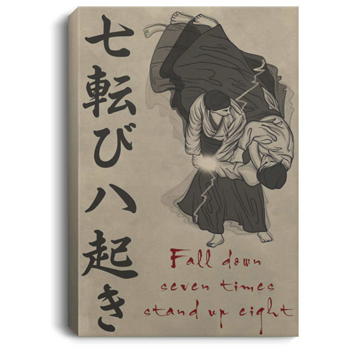 AAA200704 Samurai Vintage Poster Canvas Wall Art Fall Down Seven Times Stand Up Eight 8x12 12x18 16x24