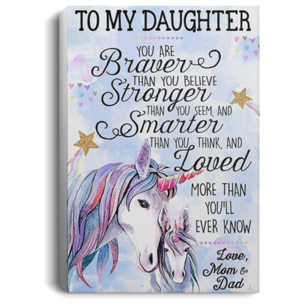 200813BB To My Daughter Love Mom Unicorn Canvas Poster Decor Perfect Birthday Xmas Ideas Great Gift Decoration 8x12 12x18 16x24