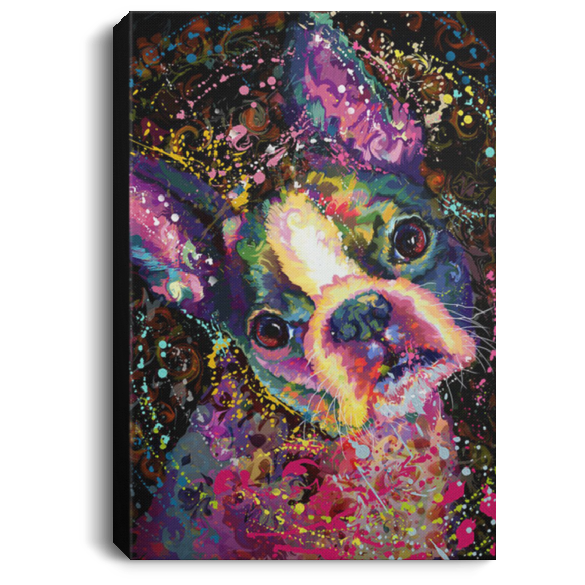 200825G Wall Art Canvas For Living Room Bedroom Boston Terrier Awesome Birthday Christmas Anniversary Ideas Great Gift Decoration 8x12 12x18 16x24