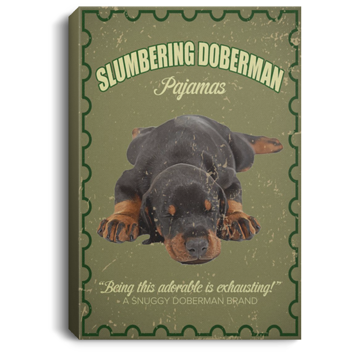 200825G Slumbering Doberman Dog Canvas Print Picture Personalized Gift For Men Women On Birthday Christmas Wrapped Ready To Hang 8x12 12x18 16x24
