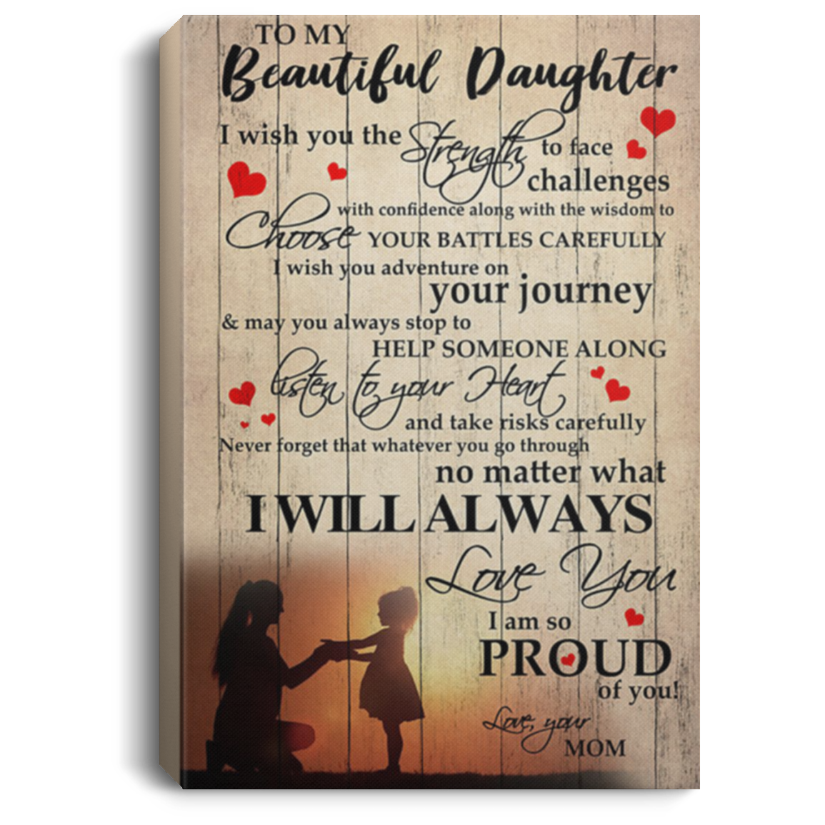 200813BB To My Beautiful Daughter Canvas Poster Decor Awesome Birthday Christmas Ideas Great Gift Decoration 8x12 12x18 16x24