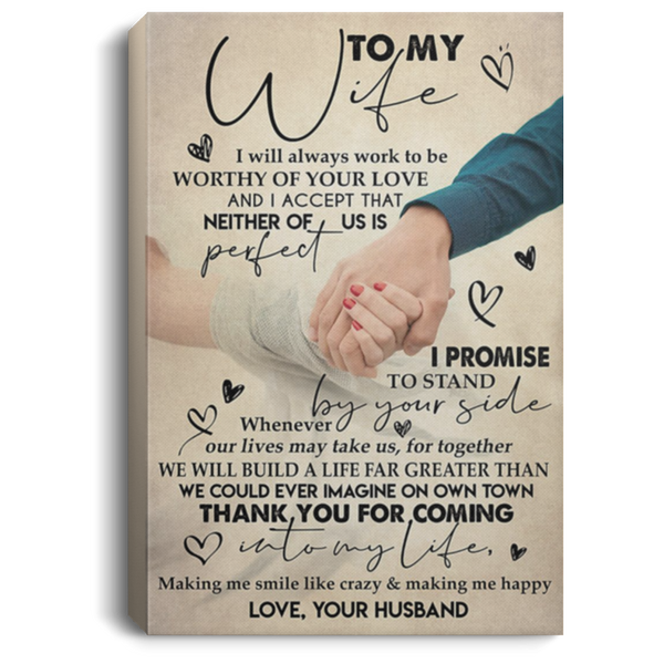 200813BB To My Wife Vintage Canvas Poster Art Print - I Will Always Work To Be Worthy Of Your Love From Husband 8x12 12x18 16x24