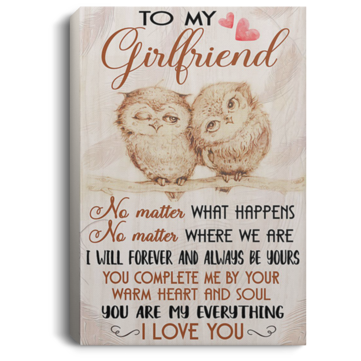 200813BB Boyfriend To Girlfriend Owl Canvas Wall Art Inspirational Quotes No Matter What Happens I Will Forever And Always Be Your Poster 8x12 12x18 16x24