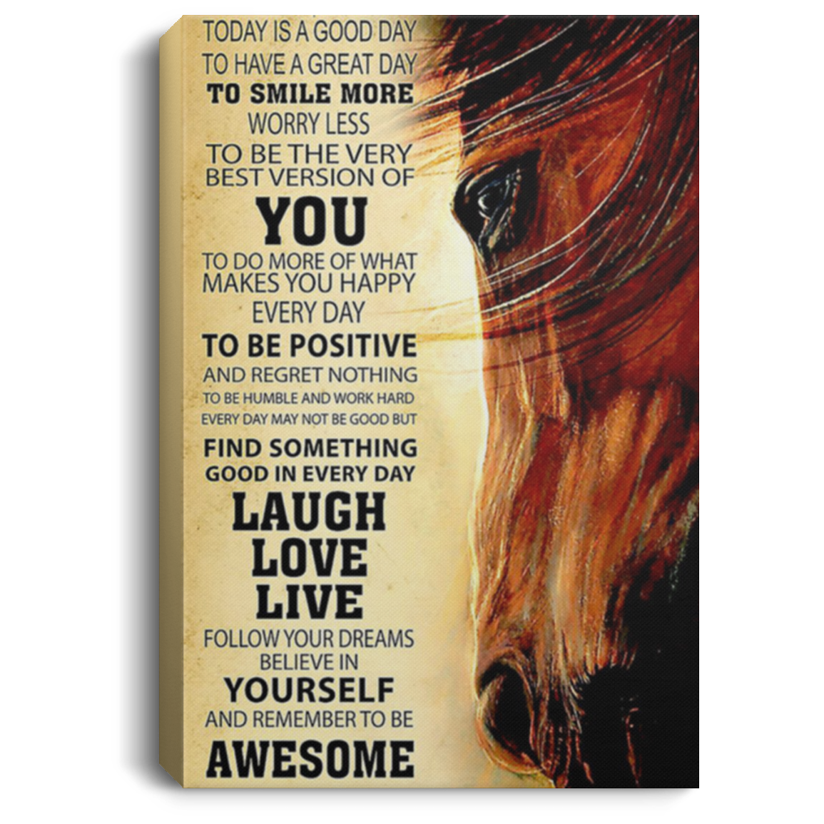 200818EE Motivational Canvas Wall Art Today Is A Good Day Horse Awesome Birthday Christmas Ideas Great Gift Decoration 8x12 12x18 16x24