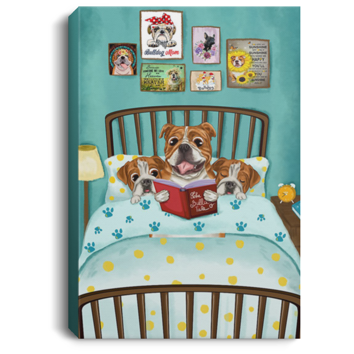 200822H Bulldogs Read Book Canvas Wall Art Canvas Bedroom Living Room Personalized Gift For Men Women Wrapped Ready To Hang 8x12 12x18 16x24