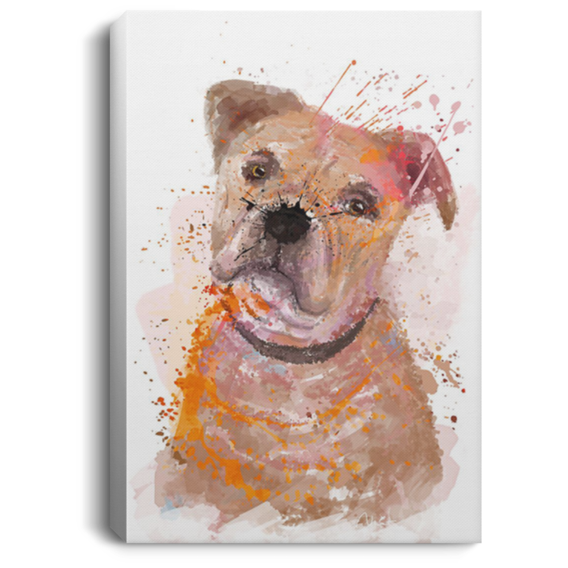 200822H Brown Bulldog Water Color Canvas Wall Art Print Picture Personalized Gift For Men Women On Birthday Christmas Wrapped Ready To Hang 8x12 12x18 16x24