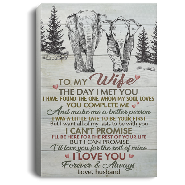 200813BB To My Wife Elephant Wall Art Canvas Home - I Have Found The One Whom My Soul Loves Poster Gift From Husband 8x12 12x18 16x24