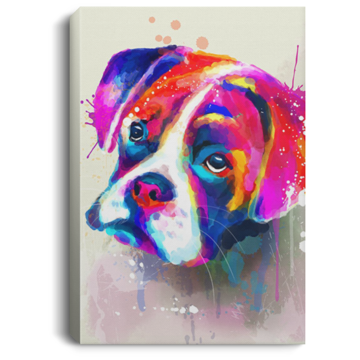200822H Boxer Wall Art Canvas For Living Room Dog Water Color Art Poster Wrapped Ready To Hang 8x12 12x18 16x24