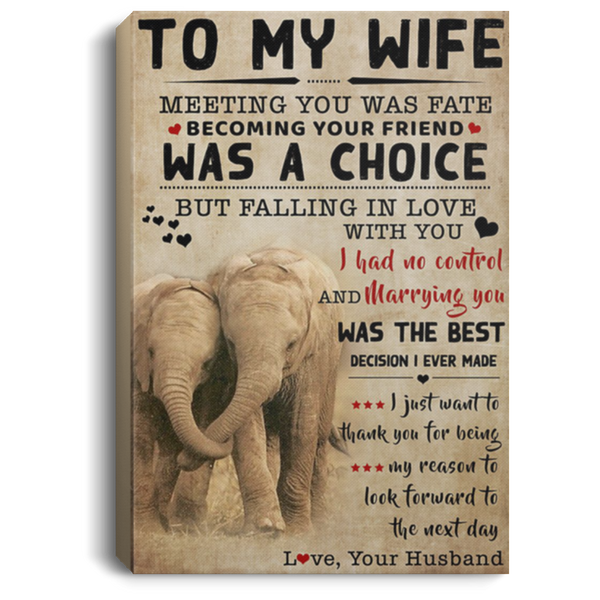 200813BB Husband To Wife Elephant Wall Art Canvas Posters I Just Want To Thank You For Being My Reason To Look Forward To The Next Day 8x12 12x18 16x24