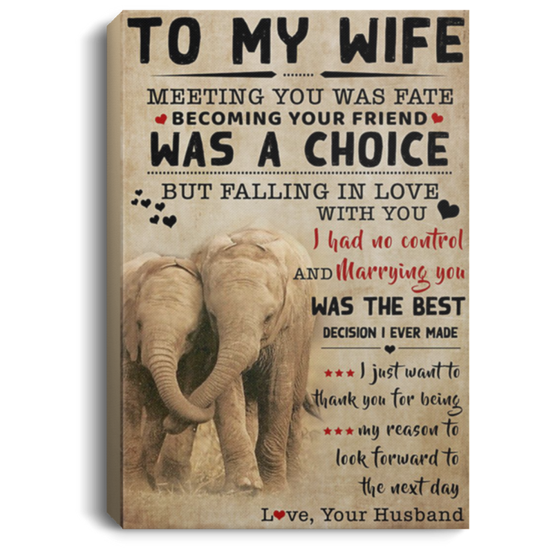 200813BB Husband To Wife Elephant Wall Art Canvas Posters I Just Want To Thank You For Being My Reason To Look Forward To The Next Day 8x12 12x18 16x24