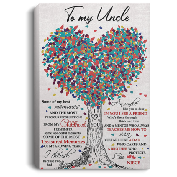 200813BB To My Uncle From Niece Tree Wall Art Canvas Posters Perfect Birthday Christmas Ideas Great Gift Decoration 8x12 12x18 16x24