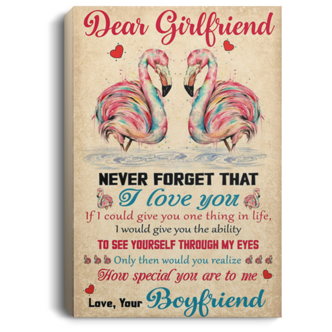 200813BB Dear Girlfriend Family Canvas Custom Never Forget That I Love You Flamingo Family Inspirational Wall Art Canvas From Boyfriend