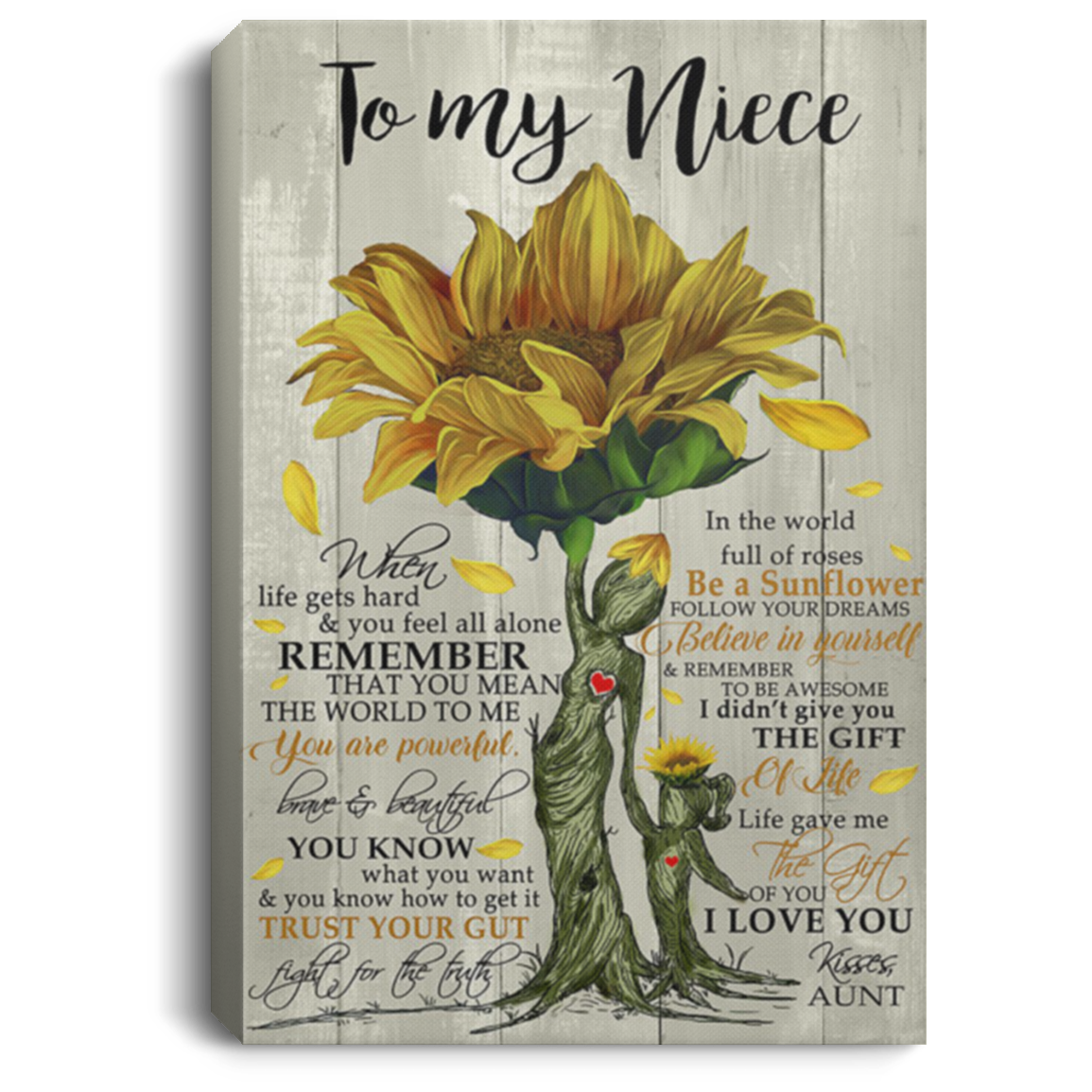 200813BB To My Niece Love Aunt Sunflower Quote Posters Canvas Awesome Birthday Ideas Great Gift Decoration 8x12 12x18 16x24
