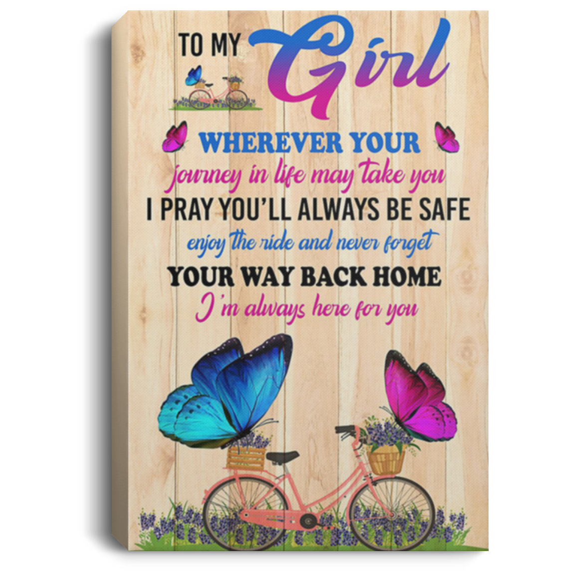 200813BB Butterfly Girl Canvas Art Wall Decor - Wherever Your Journey In Life May Take You  I Pray You'll Always Be Safe Enjoy The Ride Poster 8x12 12x18 16x24