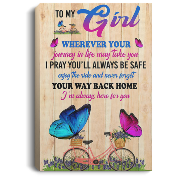 200813BB Butterfly Girl Canvas Art Wall Decor - Wherever Your Journey In Life May Take You  I Pray You'll Always Be Safe Enjoy The Ride Poster 8x12 12x18 16x24