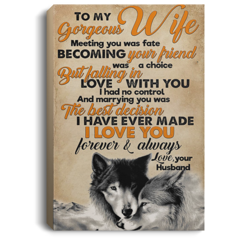 200813BB Wife Gift From Husband Falling In Love With You I Had No Control Wolf Vintage Poster Canvas Wall Art 8x12 12x18 16x24