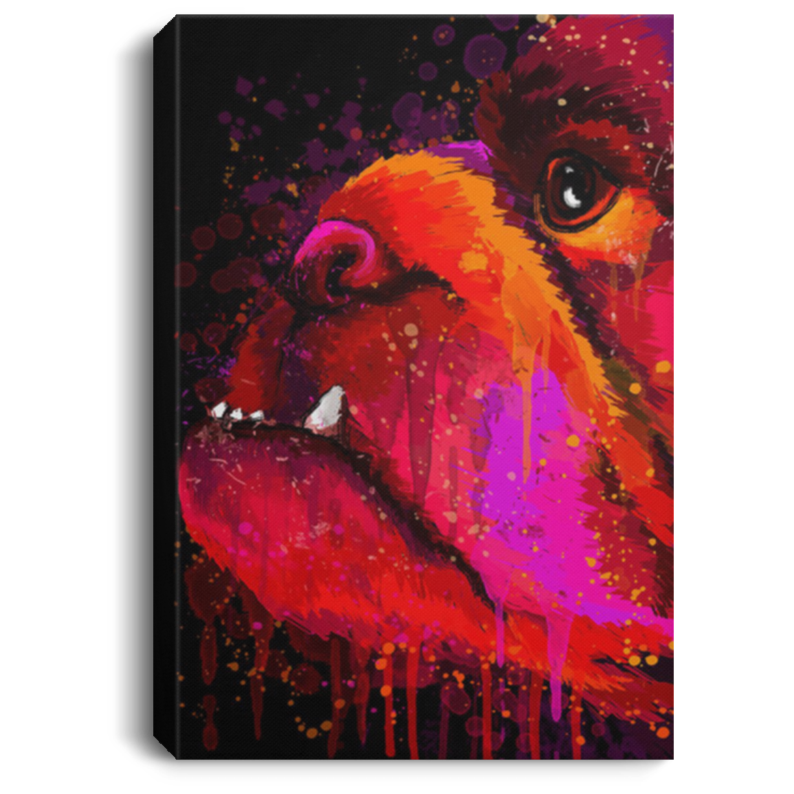 200822H Bulldog Half Face Water Color Canvas Wall Art Print Picture Personalized Gift For Men Women Wrapped Ready To Hang 8x12 12x18 16x24