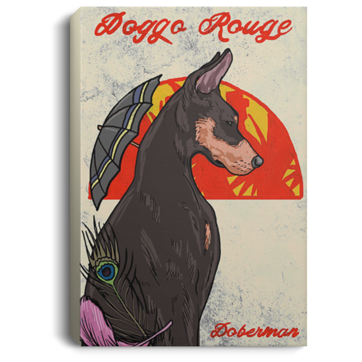 200825G Doggo Rouge Doberman Dog Canvas Pictures Wrapped Ready To Hang Amazing Birthday Christmas Gag Gift For Men Women 8x12 12x18 16x24