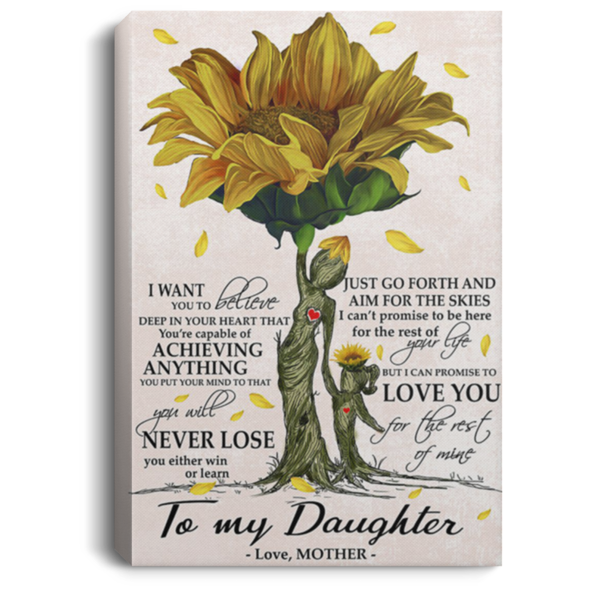 200813BB To My Daughter From Mother Sunflower Quote Posters Canvas Awesome Birthday Christmas Ideas Great Gift Decoration 8x12 12x18 16x24