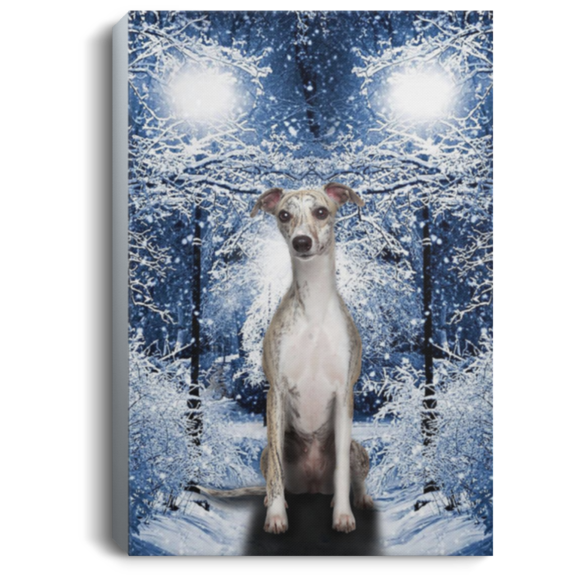 200825G Winter Greyhound Dog Canvas Wall Art Print Funny Gift For Men Women On Birthday Christmas Wrapped Ready To Hang 8x12 12x18 16x24
