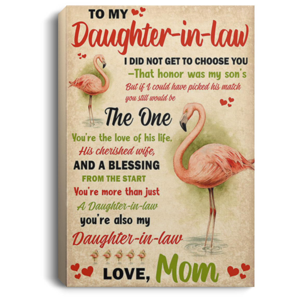 200813BB Flamingo Daughter In Law Gallery Wrapped Framed Canvas - You're The Love Of His Life, His Cherished Wife Poster From Mom