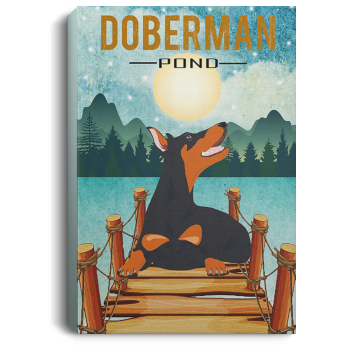 200825G Doberman Pond Dog Canvas Wall Art For Living Room Bedroom Funny Gift For Men Women On Birthday Christmas Wrapped Ready To Hang 8x12 12x18 16x24