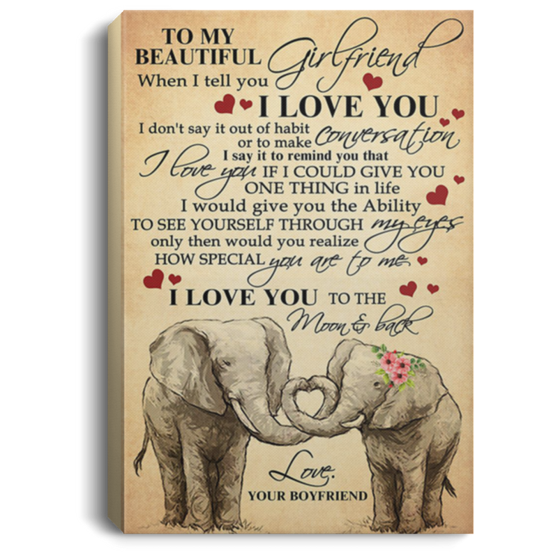 200813BB Boyfriend To Girlfriend Elephant Family Quotes Canvas Wall Art I Love You To The Moon And Back Poster Print 8x12 12x18 16x24