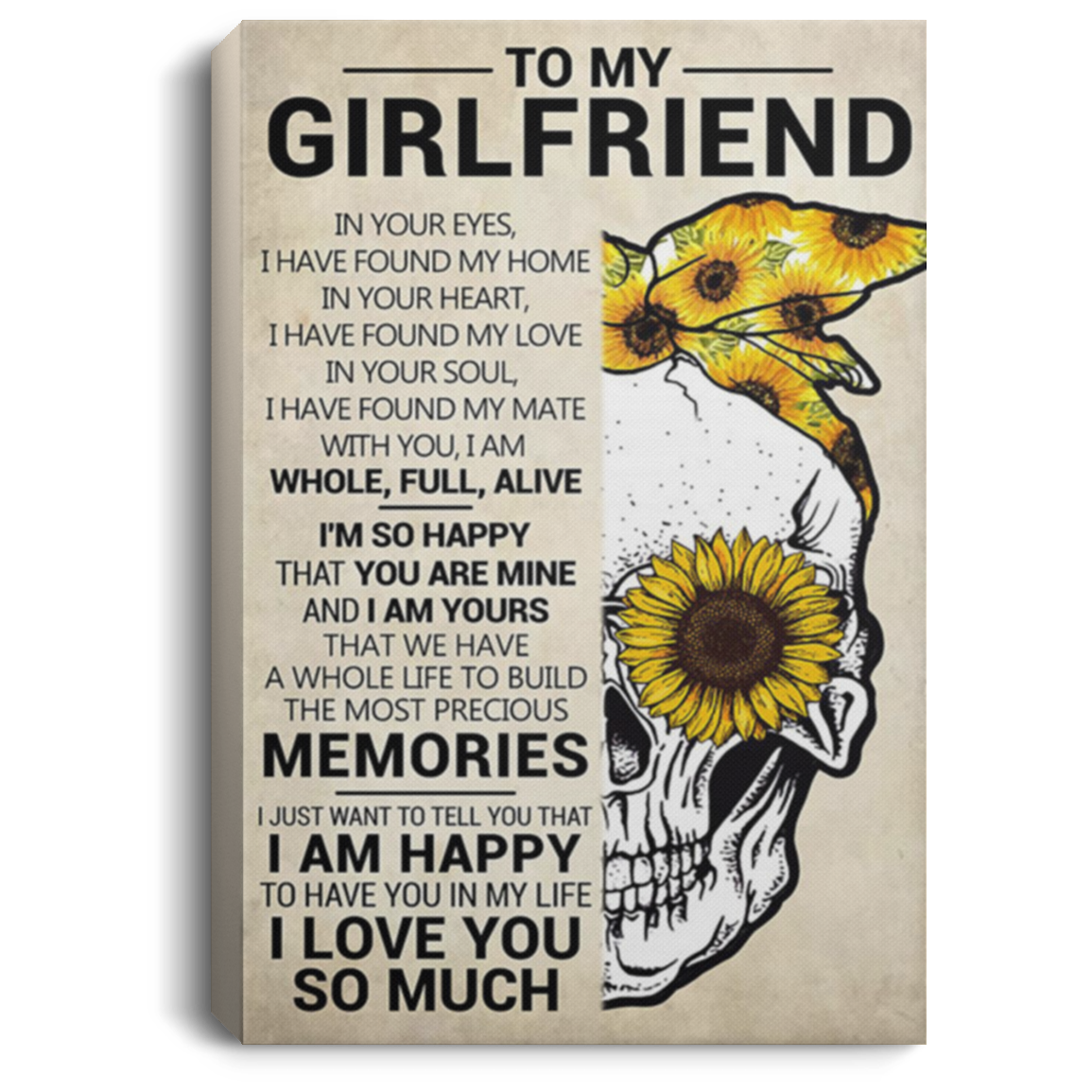 200813BB Girlfriend Skull Vintage Poster Canvas Wall Art We Have A Whole Life To Build The Most Precious Memories From Boyfriend