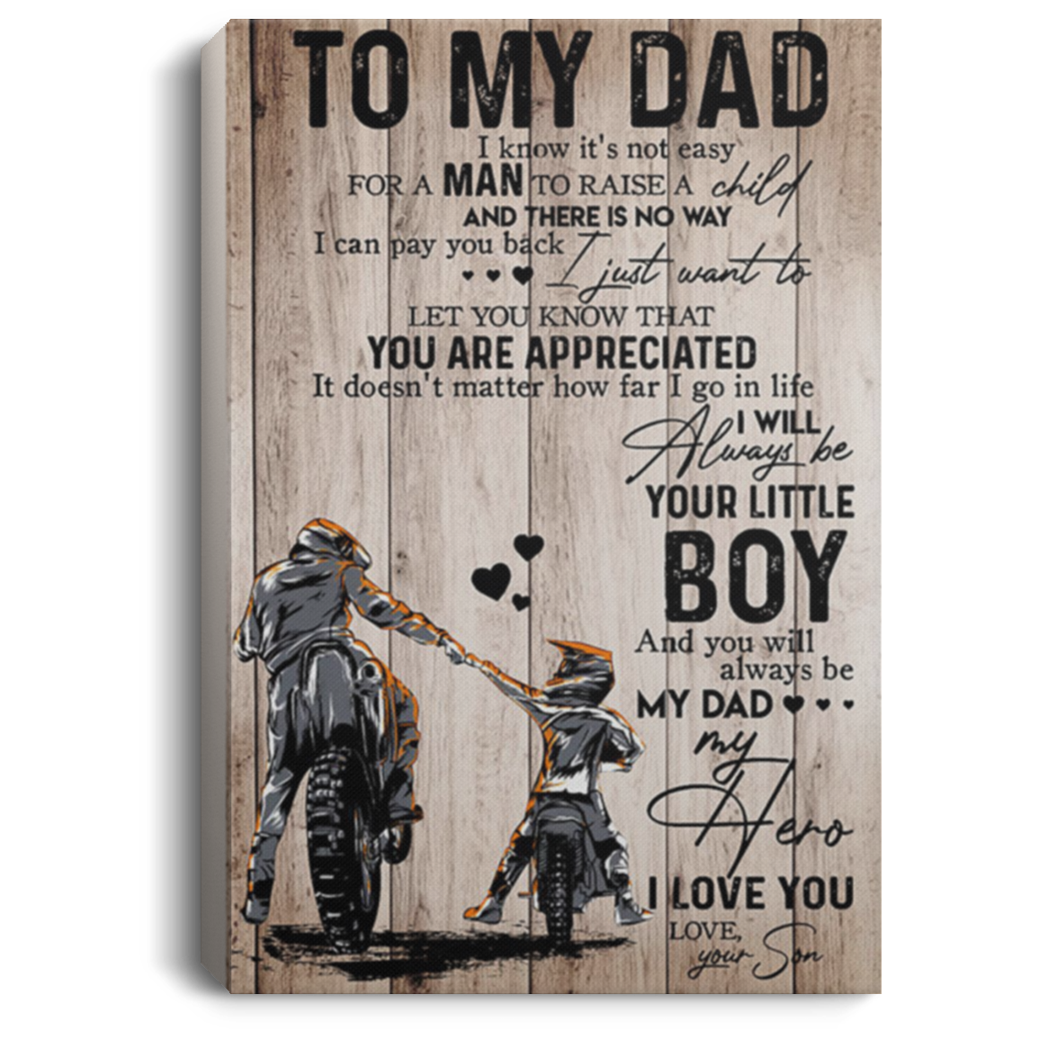 200813BB Gallery Wrapped Canvas Prints Motorcycle To My Dad From Son Awesome Birthday Anniversary Christmas Ideas Great Gift Decoration 8x12 12x18 16x24