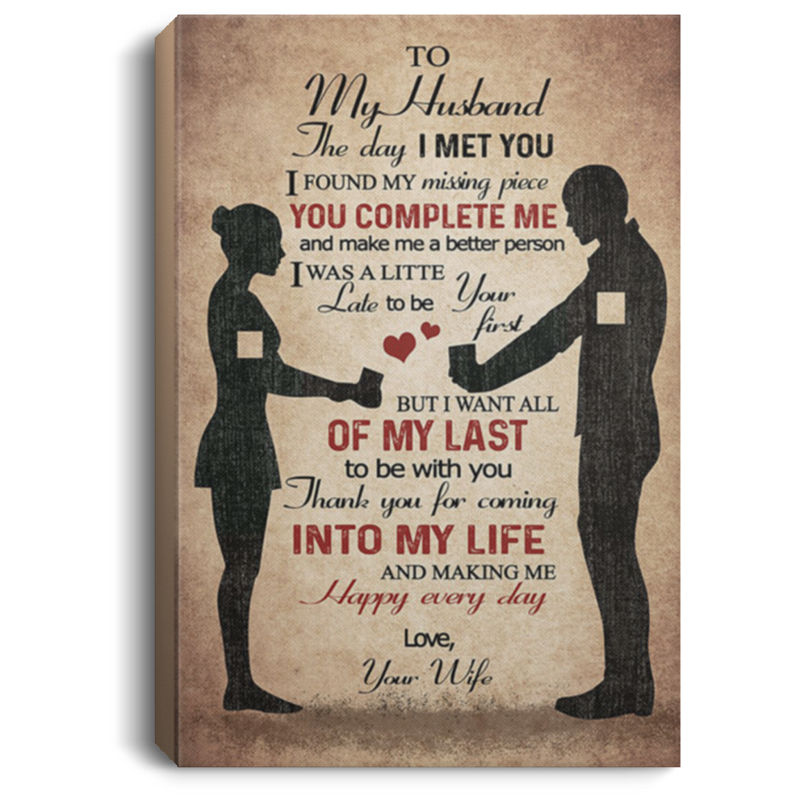 200813BB To My Husband Love Wife Family Vintage Canvas Wall Art Awesome Birthday Christmas Ideas Great Gift Decoration 8x12 12x18 16x24