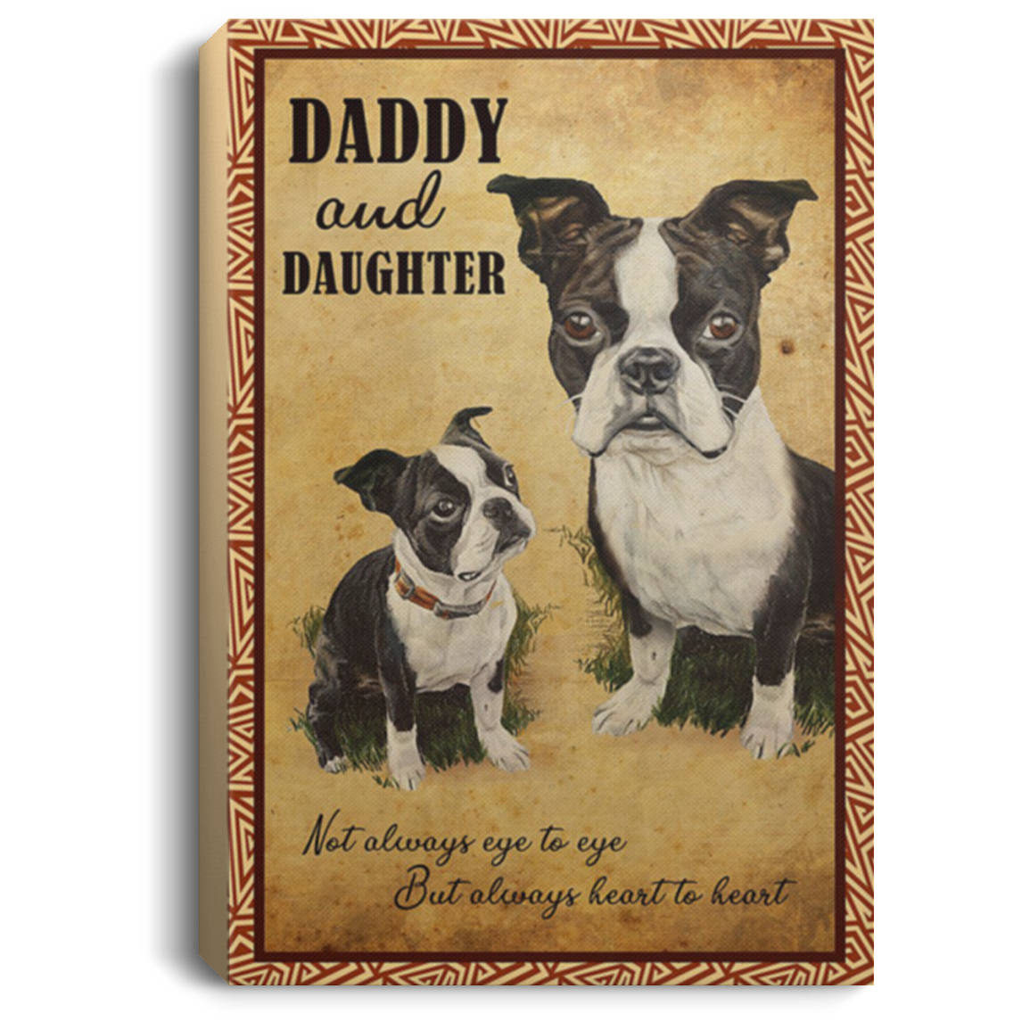 200825G Family Wall Art Canvas Vertical Daddy And Daughter Not Always Eye To Eye But Always Heart To Heart 8x12 12x18 16x24