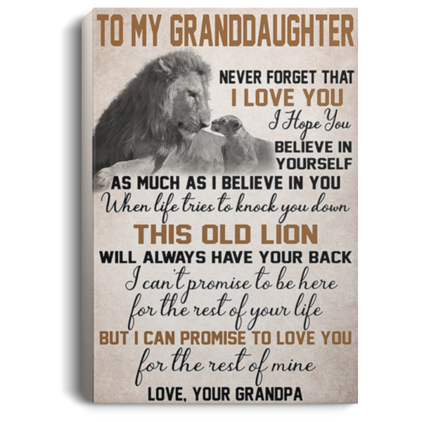 200813BB Lion Granddaughter Inspirational Wall Art Canvas About Family Perfect Birthday Christmas Ideas Great Gift Decoration 8x12 12x18 16x24