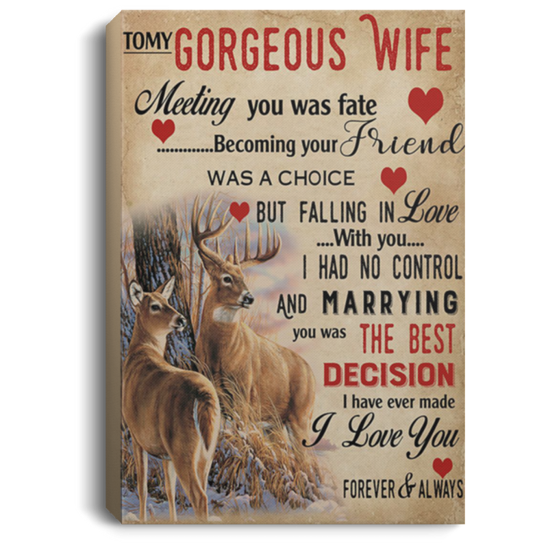 200813BB Wife Gift From Husband Marrying You Was The Best Decision I Have Ever Mate Deer Canvas Art Wall Decor For Bedroom Living Room 8x12 12x18 16x24