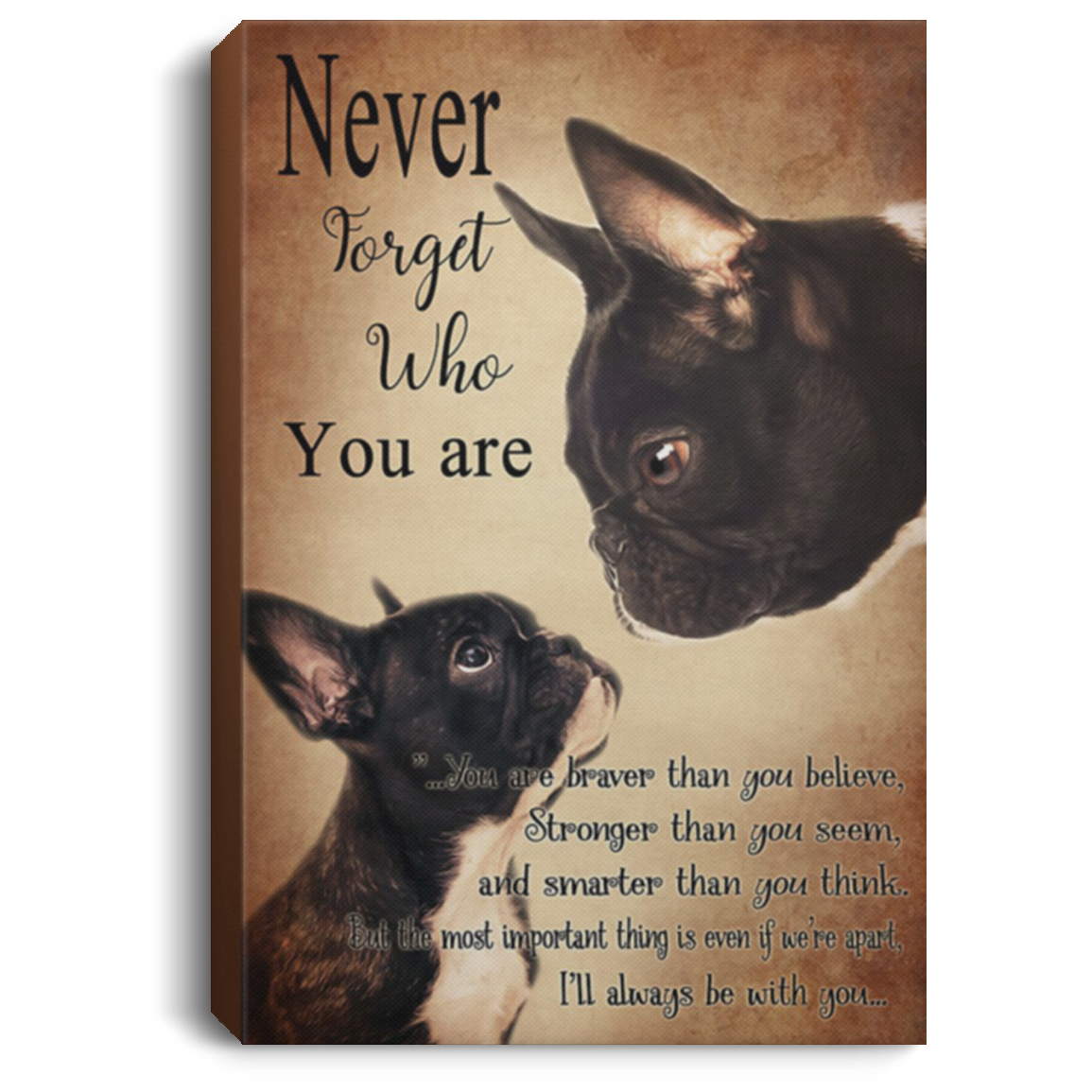 200822H French Bulldog Never Forget Who You Are Wrapped Framed Canvas Print Dog Pet Art 8x12 12x18 16x24