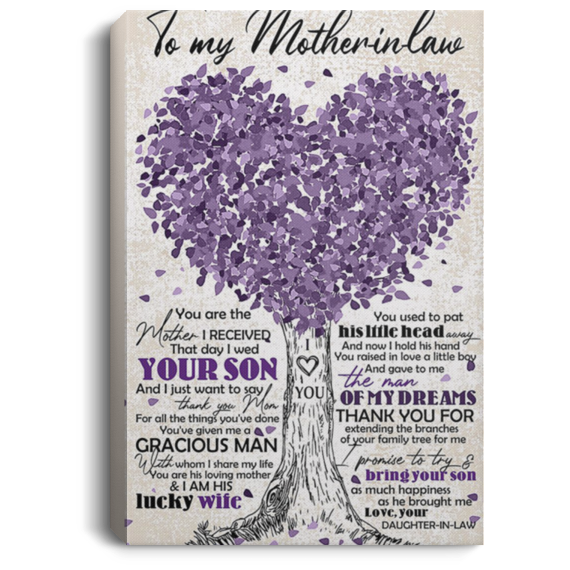 200813BB Family Canvas Wall Art Tree To My Mother In Law From Daughter In Law Awesome Birthday Anniversary Christmas Ideas Great Gift Decoration 8x12 12x18 16x24