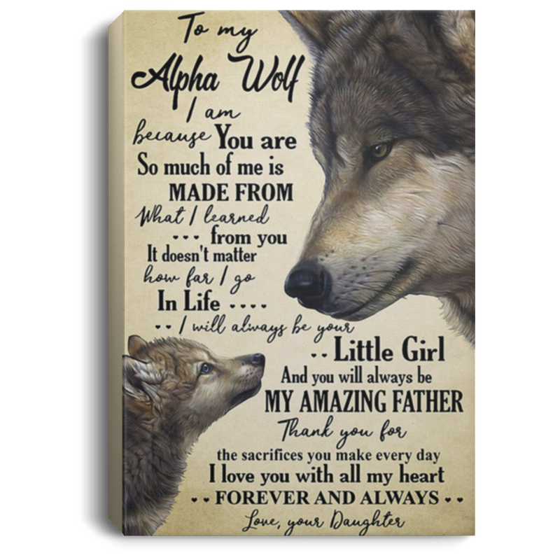 200813BB Inspirational Canvas Wall Art To Wolf Dad From Daughter Awesome Birthday Christmas Ideas Great Gift Decoration 8x12 12x18 16x24