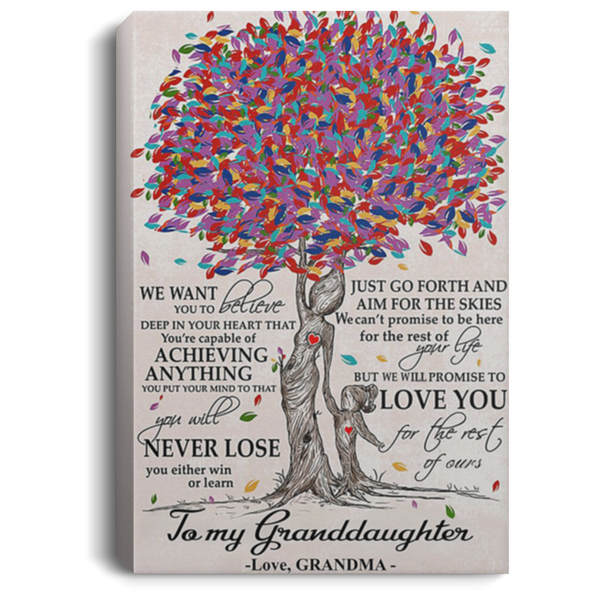 200813BB Granddaughter Tree Family Canvas Print Poster From Grandma Perfect Birthday Christmas Ideas Great Gift Decoration 8x12 12x18 16x24