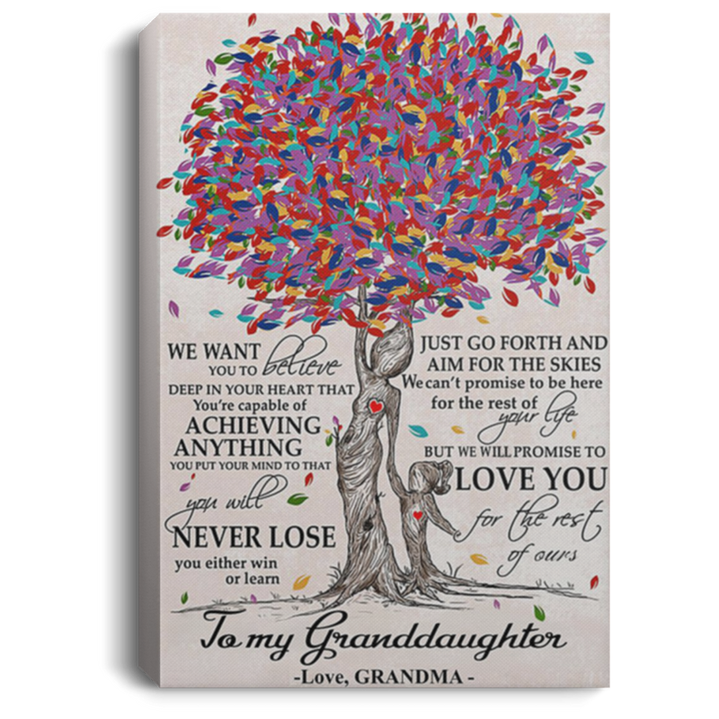 200813BB Granddaughter Tree Family Canvas Print Poster From Grandma Perfect Birthday Christmas Ideas Great Gift Decoration 8x12 12x18 16x24