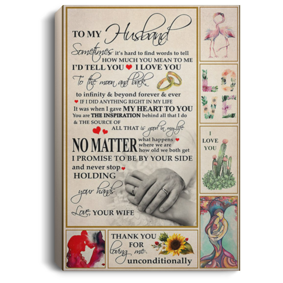 200813BB To My Husband Love Wife Wall Art Canvas Home Awesome Birthday Ideas Great Gift Decoration 8x12 12x18 16x24