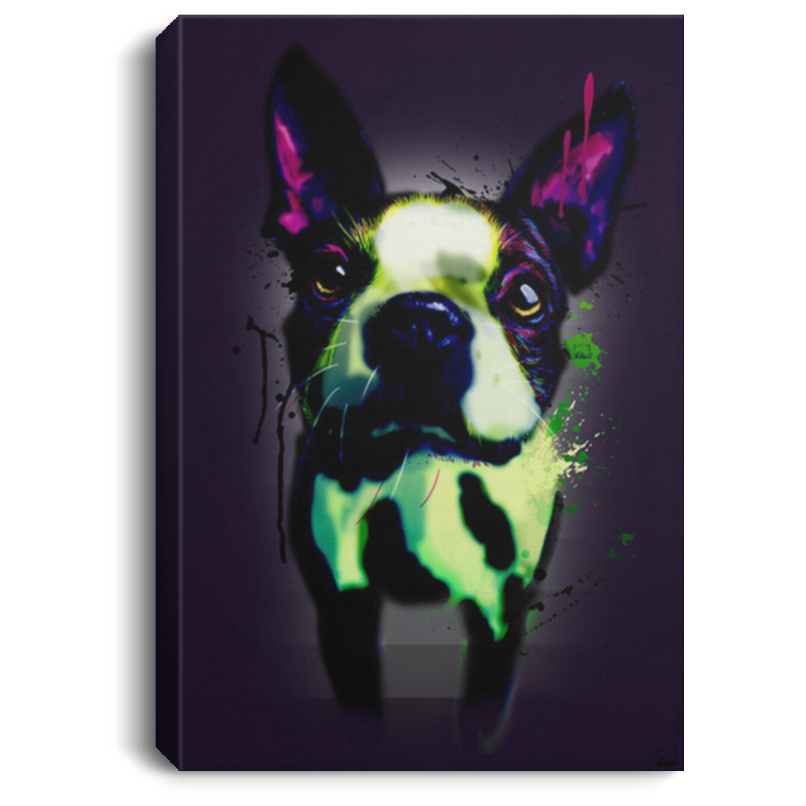 200825G Boston Terrier Twinkle Eyes Canvas Poster Decor For Bedroom Living Room Office Wrapped Ready To Hang 8x12 12x18 16x24