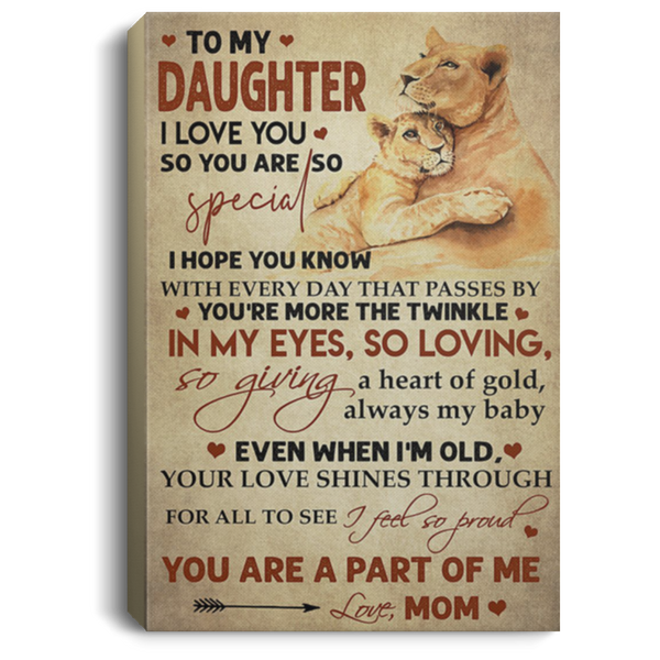 200813BB To My Daughter From Mom Lion Art Posters Inspirational Canvas Wall Art Awesome Birthday Christmas Ideas Great Gift Decoration 8x12 12x18 16x24