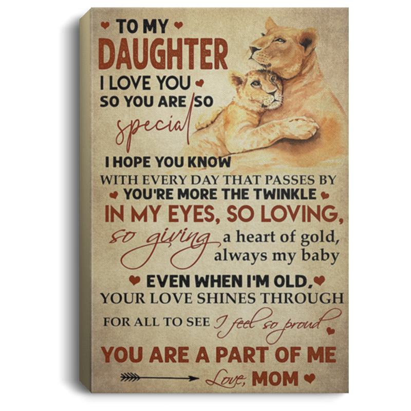 200813BB To My Daughter From Mom Lion Art Posters Inspirational Canvas Wall Art Awesome Birthday Christmas Ideas Great Gift Decoration 8x12 12x18 16x24