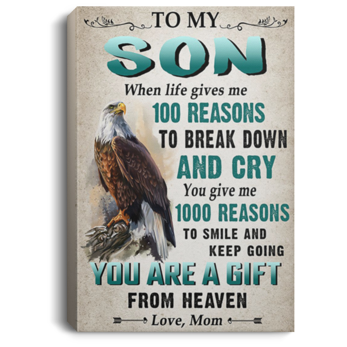 200813BB Eagle To My Son Inspiration Canvas Wall Art - You Give Me 1000 Reasons To Smile And Keep Going Poster From Mom 8x12 12x18 16x24