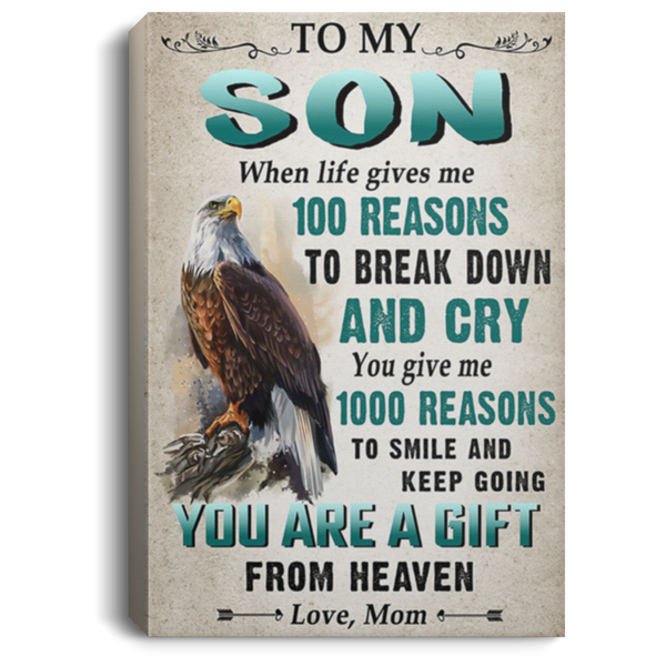 200813BB Eagle To My Son Inspiration Canvas Wall Art - You Give Me 1000 Reasons To Smile And Keep Going Poster From Mom 8x12 12x18 16x24