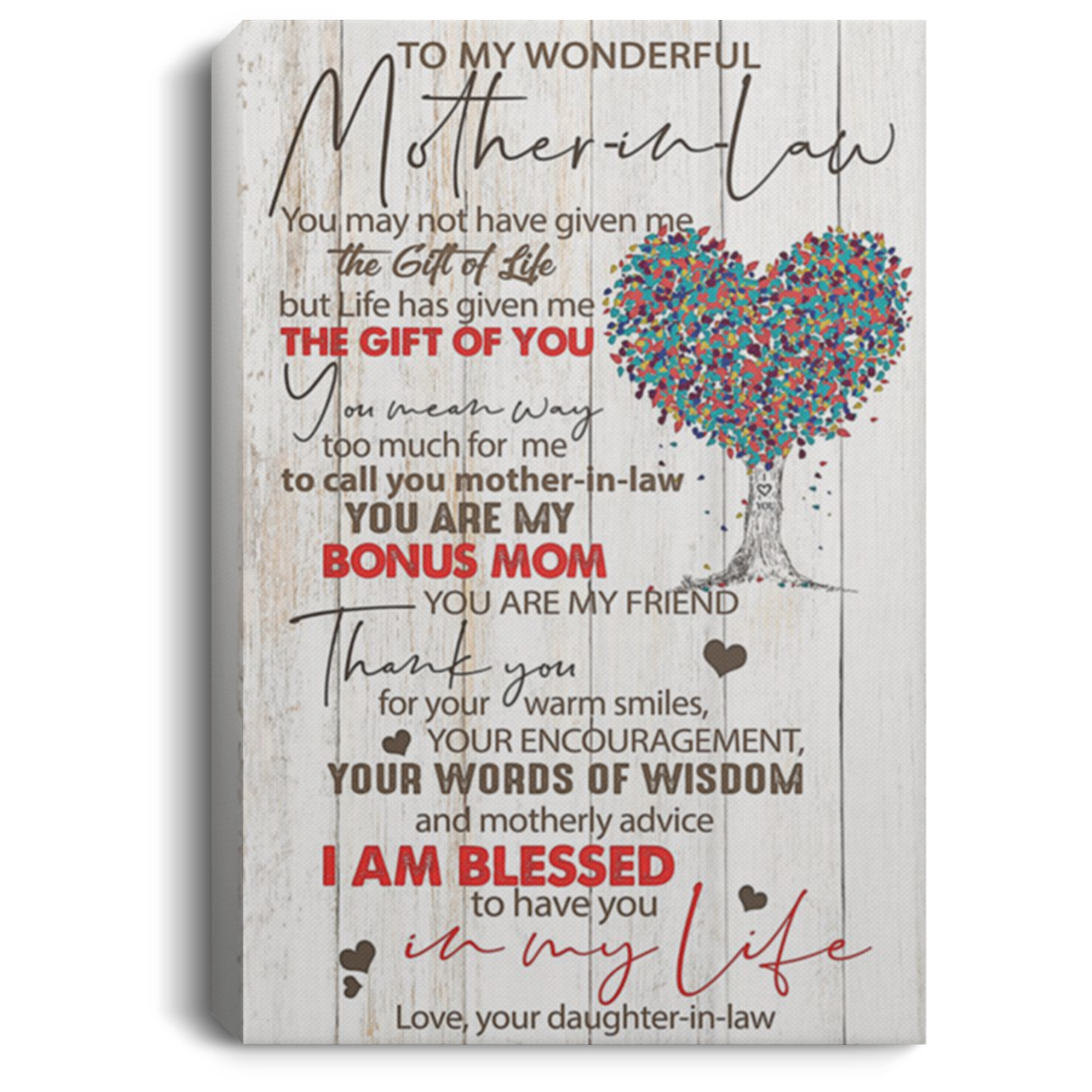 200813BB Wonderful Mother In Law Tree Canvas Art Wall Decor For Living Room Bedroom Perfect Birthday Christmas Ideas Great Gift Decoration 8x12 12x18 16x24