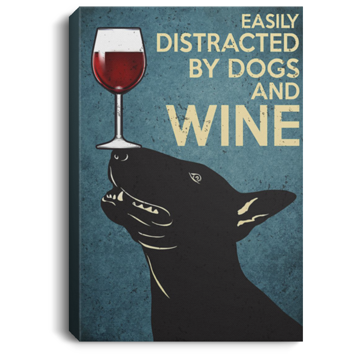 200822H Bull Terrier Easily Distracted By Dogs And Wine Canvas Poster Wall Art Poster Gift For Men Women On Birthday Christmas Wrapped Ready To Hang 8x12 12x18 16x24