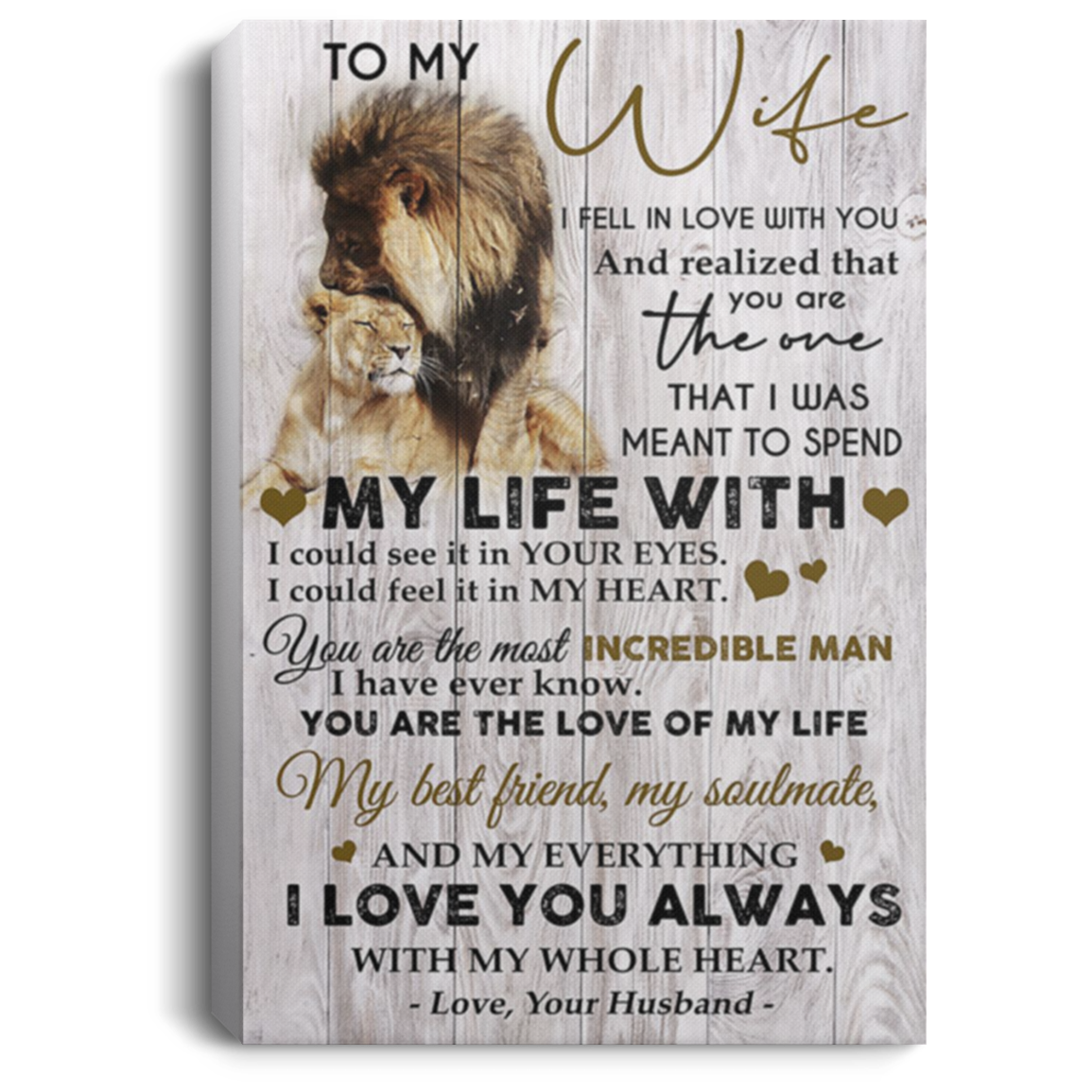 200813BB To My Wife From Husband Lion Inspirational Wall Art Canvas About Family Awesome Birthday Christmas Ideas Great Gift Decoration 8x12 12x18 16x24