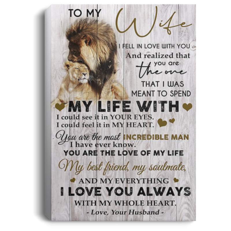 200813BB To My Wife From Husband Lion Inspirational Wall Art Canvas About Family Awesome Birthday Christmas Ideas Great Gift Decoration 8x12 12x18 16x24